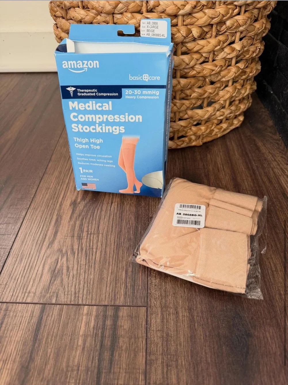 Amazon Basic Care Medical heavy Compression Stockings 20-30 mmHg Support size XL